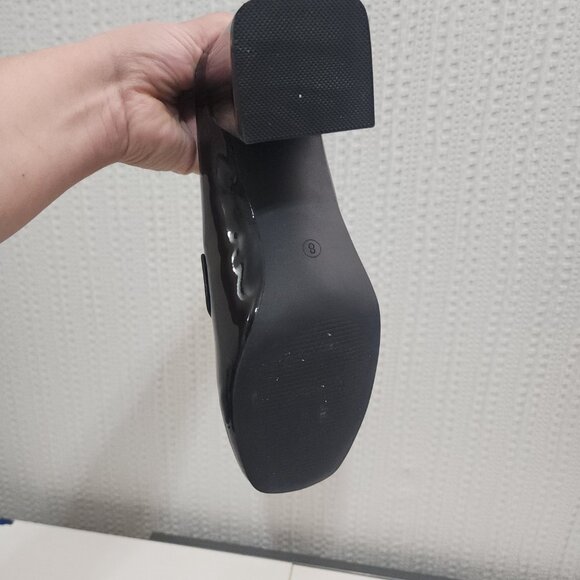 Coutgo Penny Loafers Chunky Block Heels Square Toe Shoes Black Women's Size 8 - Picture 10 of 14